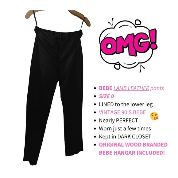 bebe Pants - Bebe Vintage 100% Genuine Authentic Black Soft Leather Biker Pants Women Size 0